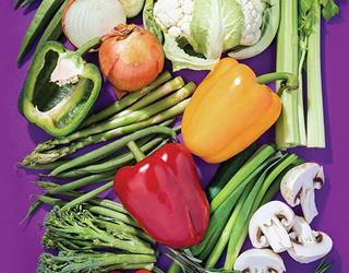 Vegetables on a purple background ()