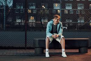 FS Magazine spring outwear fashion shoot. Blue Stone Island jacket at Flannels ()