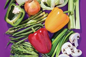Vegetables on a purple background ()