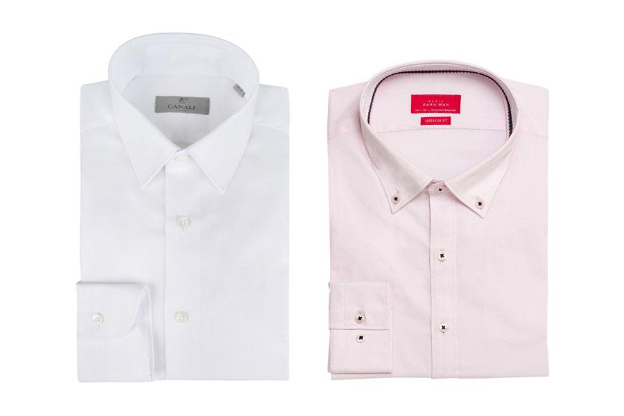 Pink shirt Zara, White shirt Canali ()