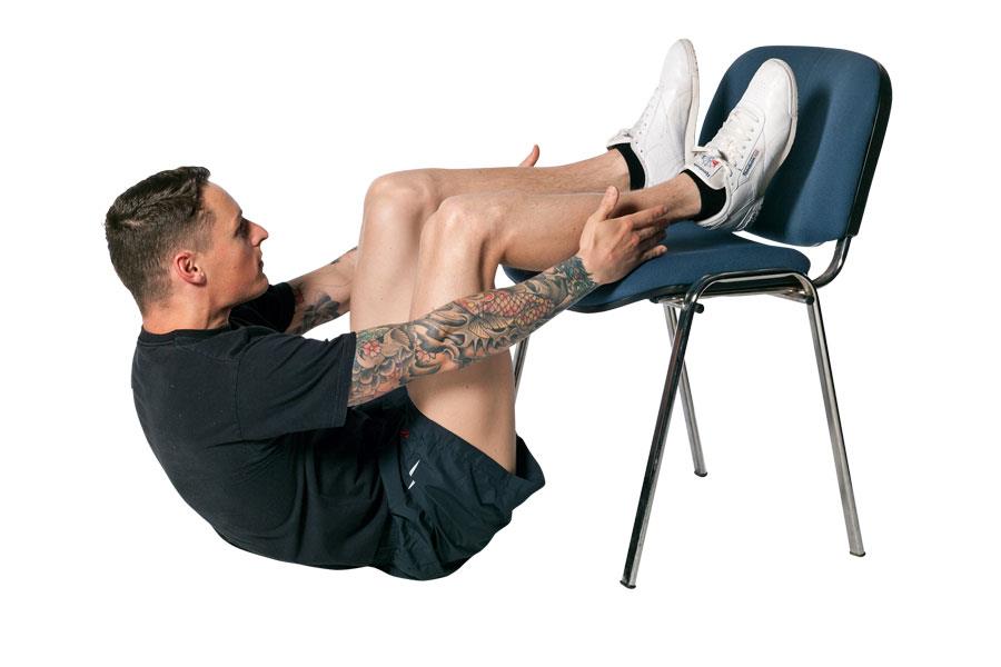 Heel tap chair exercise ()