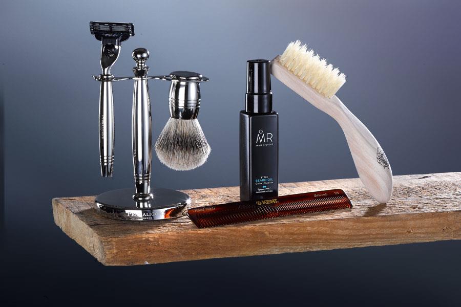 Penhaligon's shaving set, MR beard oil, Kent beard brush ()