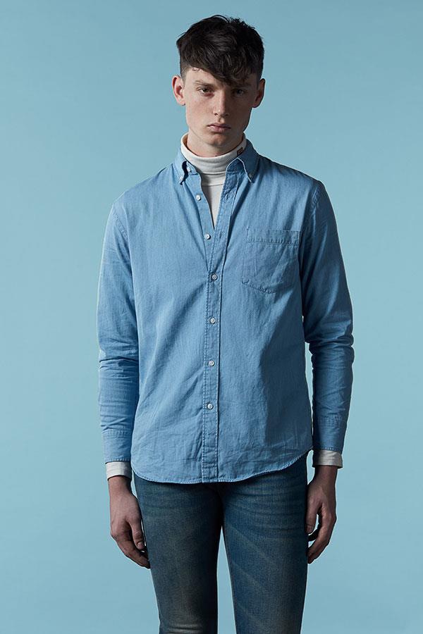 FS magazine's men's fashion must-haves 2017 denim shirt from uniqlo, gucci jeans from flannels, Topman turtleneck (Jamie Baker)