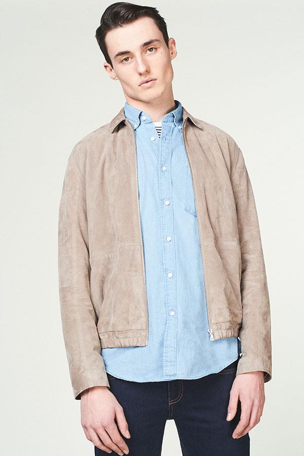 Suede sports jacket with denim shirt FS magazine ()